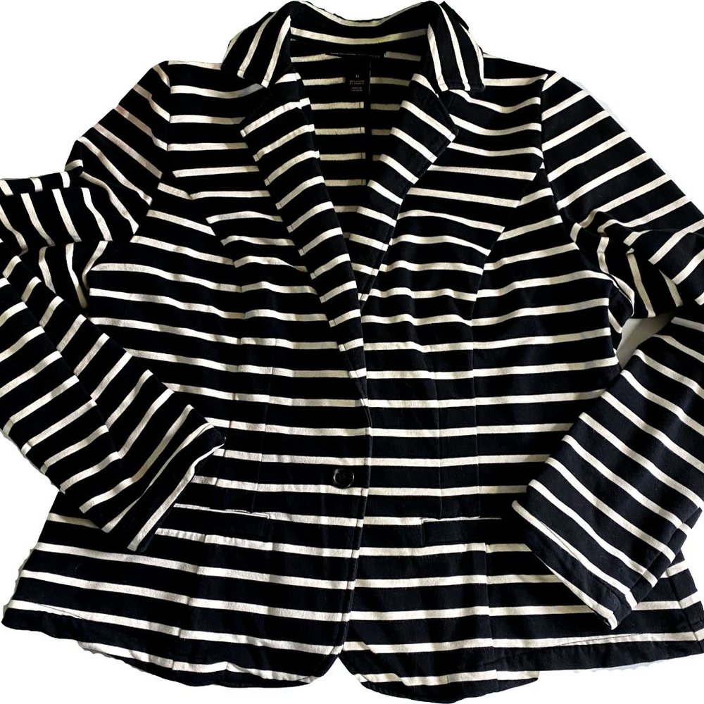 Lane Bryant Blazer Jacket Black & White Striped